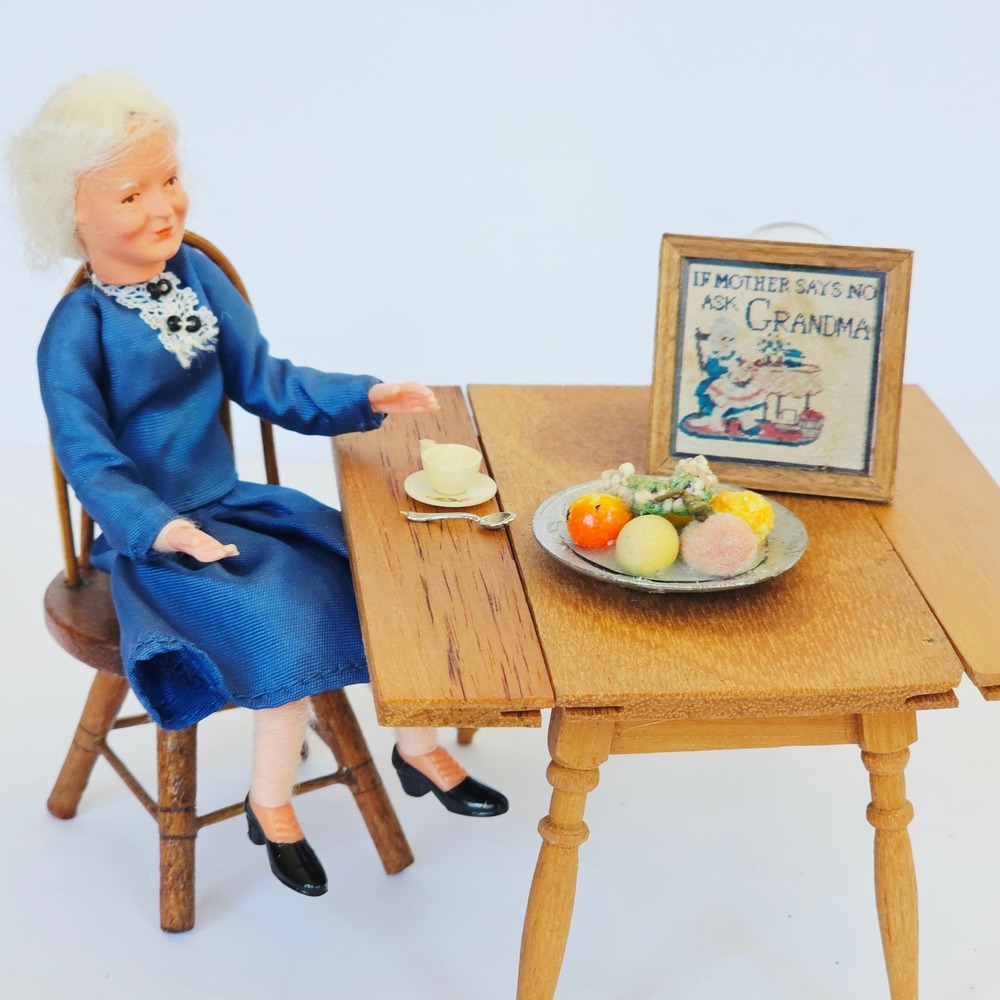 Vtg Dollhouse Framed Grandma Print Farmhouse Cottagecore Fruit Plate Miniature